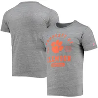 Hommes League Collegiate Wear Heather Grey Clemson Tigers Hail Mary Football Victory Falls T-shirt Tri-Blend