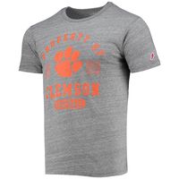 Men's League Collegiate Wear Heathered Gray Clemson Tigers Hail Mary Football Victory Falls Tri-Blend T-Shirt