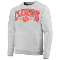 Men's League Collegiate Wear Heathered Gray Clemson Tigers Upperclassman Pocket Pullover Sweatshirt