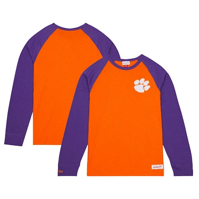 T-shirt à manches longues raglan flammé légendaire des Clemson Tigers orange Mitchell & Ness pour hommes