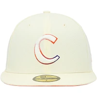 Men's New Era Cream Clemson Tigers Chrome Color Dim 59FIFTY Fitted Hat