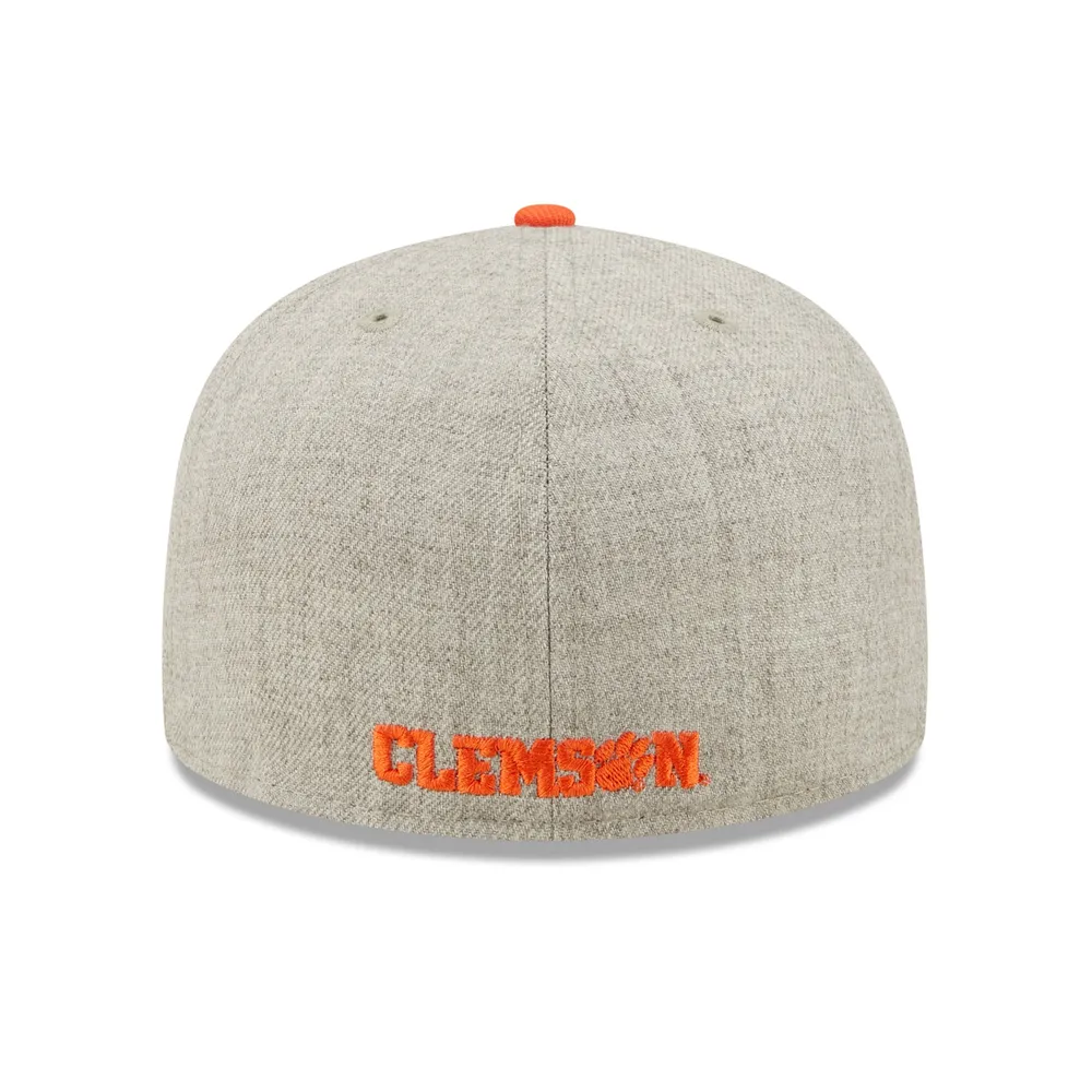 Men's New Era Heather Gray/Orange Clemson Tigers Patch 59FIFTY Fitted Hat