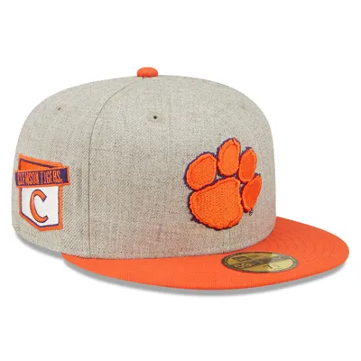 Casquette ajustée 59FIFTY pour homme avec écusson Clemson Tigers New Era gris chiné/orange