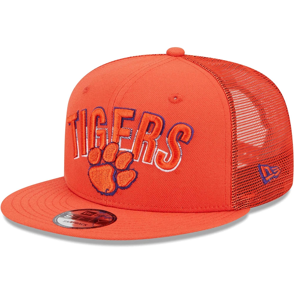 Men's New Era Orange Clemson Tigers Grade Trucker 9FIFTY Snapback Hat