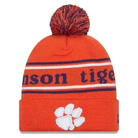 Bonnet en tricot à revers et pompon Clemson Tigers Marquee New Era orange pour hommes