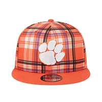 Men's New Era Orange Clemson Tigers Plaid 9FIFTY Snapback Hat