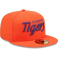 Men's New Era Orange Clemson Tigers Script Original 59FIFTY Fitted Hat