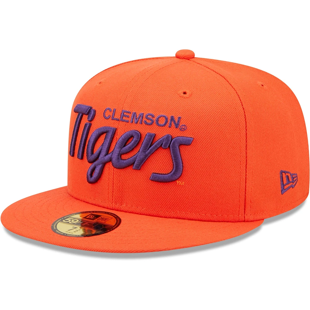 Men's New Era Orange Clemson Tigers Script Original 59FIFTY Fitted Hat