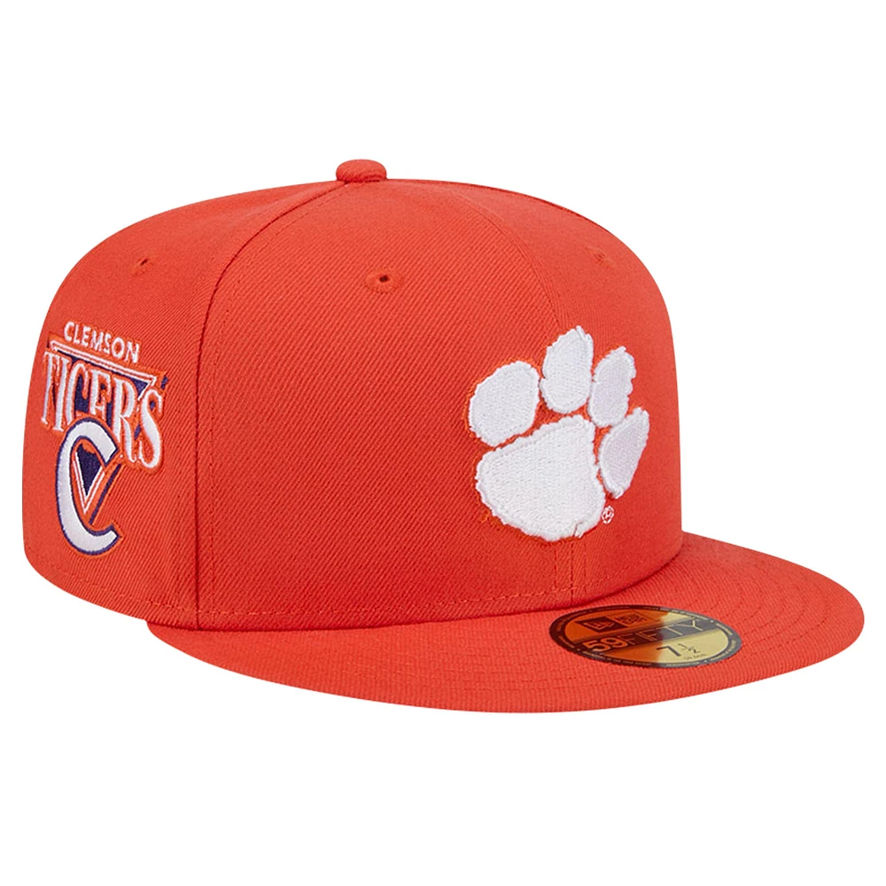 Casquette ajustée 59FIFTY Throwback orange des Clemson Tigers New Era pour hommes