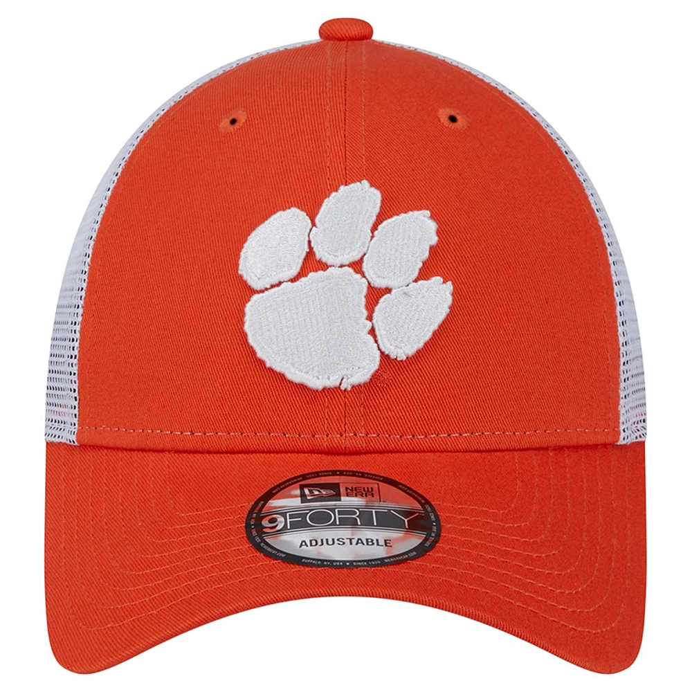 Casquette ajustable orange Clemson Tigers Trucker 9FORTY de New Era pour homme