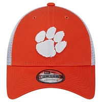 Casquette ajustable orange Clemson Tigers Trucker 9FORTY de New Era pour homme