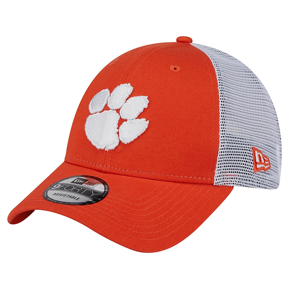 Casquette ajustable orange Clemson Tigers Trucker 9FORTY de New Era pour homme