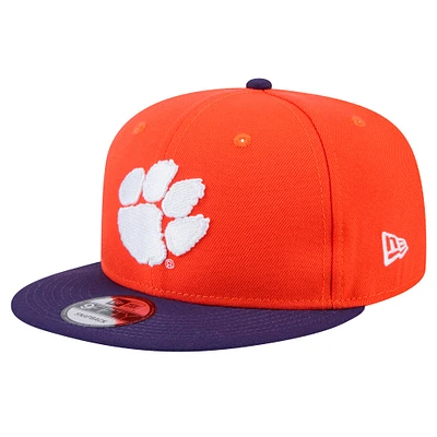 Casquette Snapback bicolore 9FIFTY orange Clemson Tigers de New Era pour homme