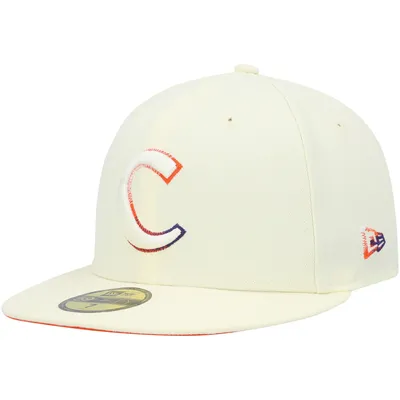 Clemson Tigers New Era Chrome Color Dim 59FIFTY Fitted Hat - White