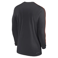 T-shirt à manches longues Nike Anthracite Clemson Tigers 2024 Sideline Coach UV Performance pour homme