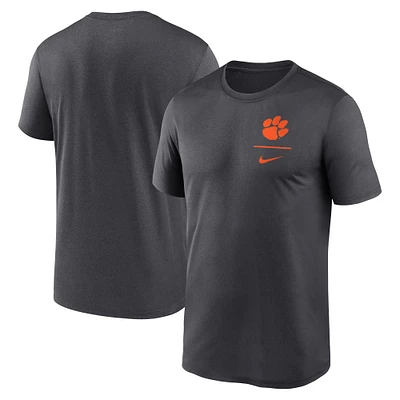 T-shirt Nike Performance Legend avec logo principal des Clemson Tigers pour homme, anthracite