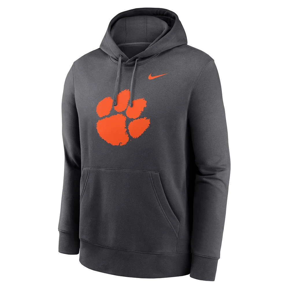 Men's Nike Anthracite Clemson Tigers Primetime Club Fleece Pullover Hoodie