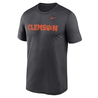 T-shirt Nike Clemson Tigers Primetime Legend Wordmark pour homme, anthracite