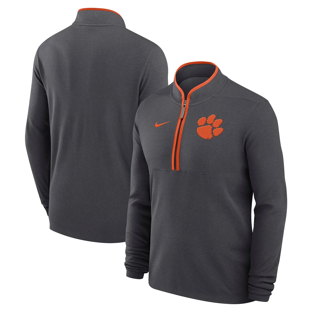 Haut Nike Anthracite Clemson Tigers Victory Performance à demi-zip pour homme