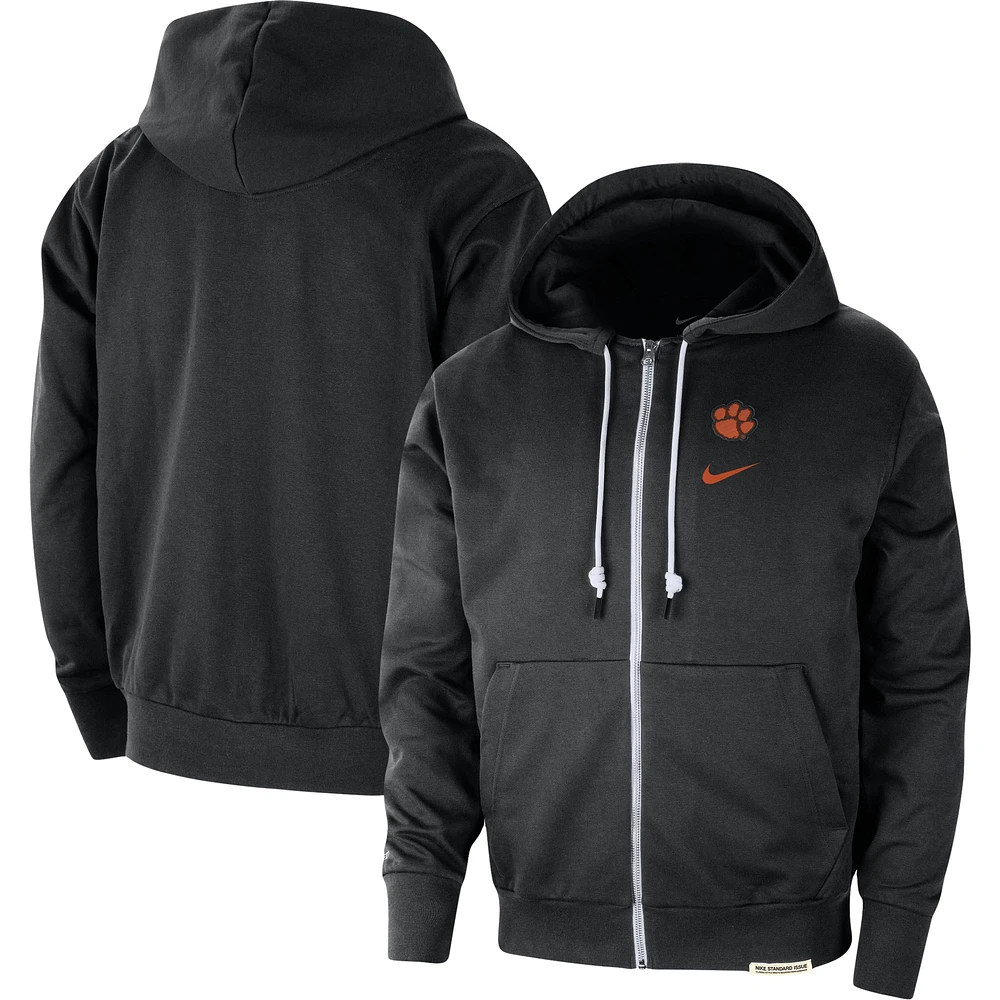 Sweat à capuche zip intégral Nike Clemson Tigers Standard Issue Player Performance pour homme, noir