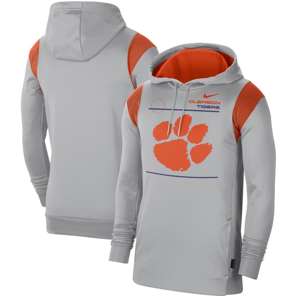 Men's Nike Gray Clemson Tigers 2021 Team Sideline Performance Pullover Hoodie