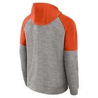 Sweat à capuche Nike Clemson Tigers Fitness Raglan Performance entièrement zippé pour homme, gris chiné