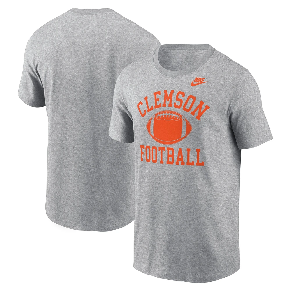 T-shirt Nike Heather Grey Clemson Tigers Legacy Football Icon pour homme