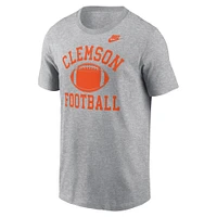 T-shirt Nike Heather Grey Clemson Tigers Legacy Football Icon pour homme