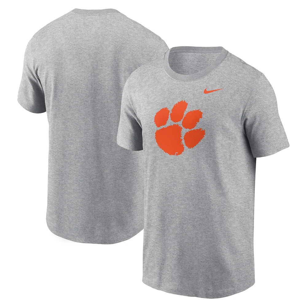 T-shirt Nike gris chiné avec logo Clemson Tigers Primetime Evergreen pour homme