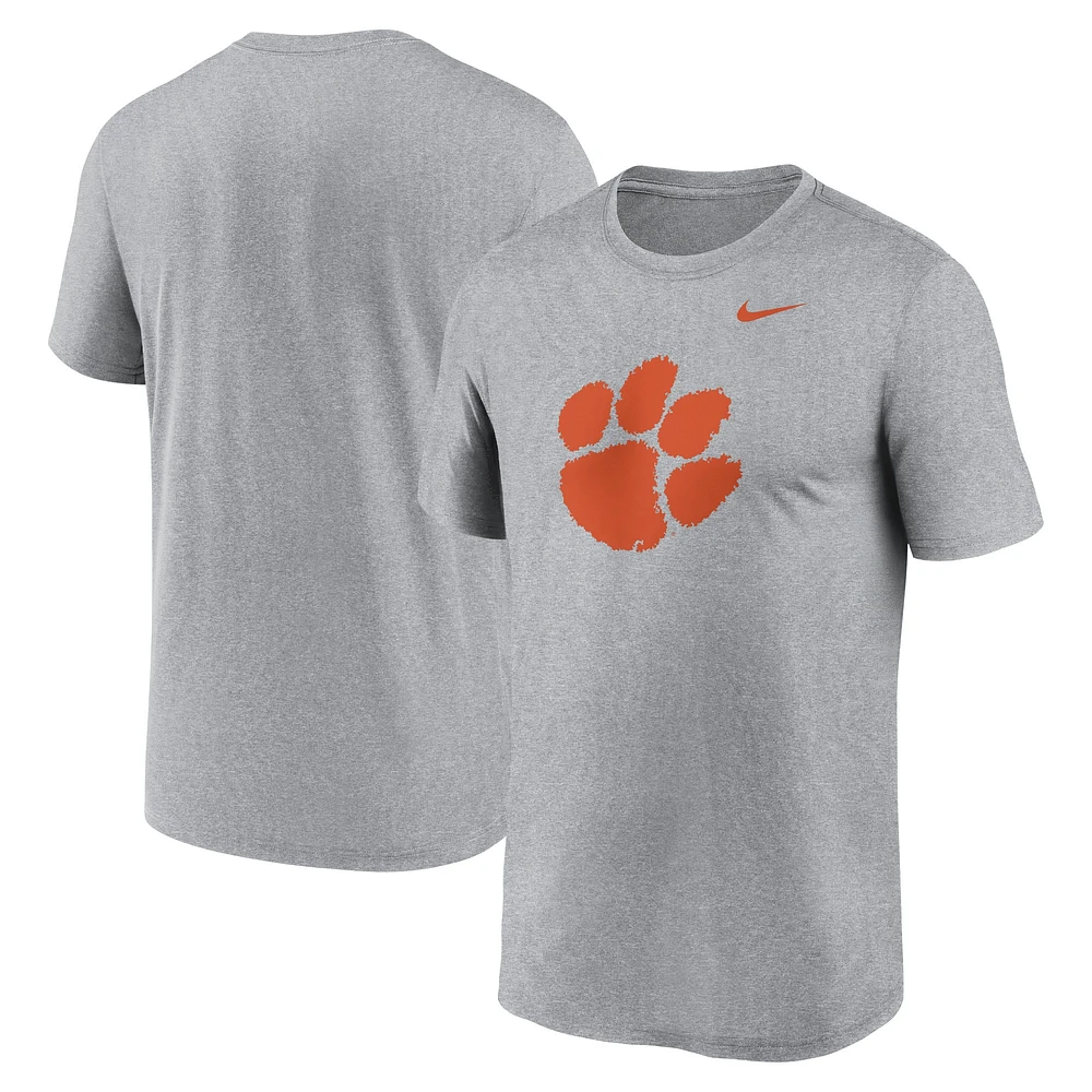 T-shirt Nike gris chiné avec logo Clemson Tigers Primetime Legend pour homme