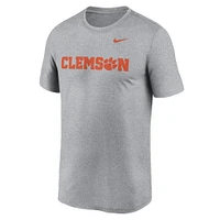 T-shirt Nike gris chiné Clemson Tigers Primetime Legend Wordmark pour homme