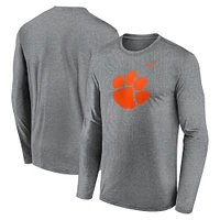 T-shirt à manches longues Nike Heather Grey Clemson Tigers Primetime Primary Legend pour homme