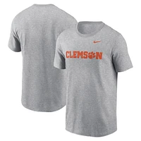 Men's Nike Heather Gray Clemson Tigers Primetime Wordmark T-Shirt