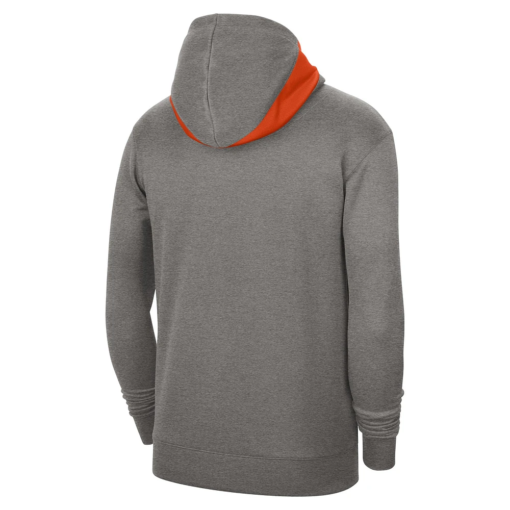 Men's Nike Heather Gray Clemson Tigers Team Basketball Spotlight Performance Pullover Hoodie