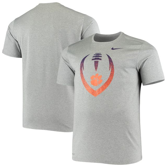 T-shirt Nike Heathered Charcoal Clemson Tigers Big & Tall Legend Football Icon Performance pour homme