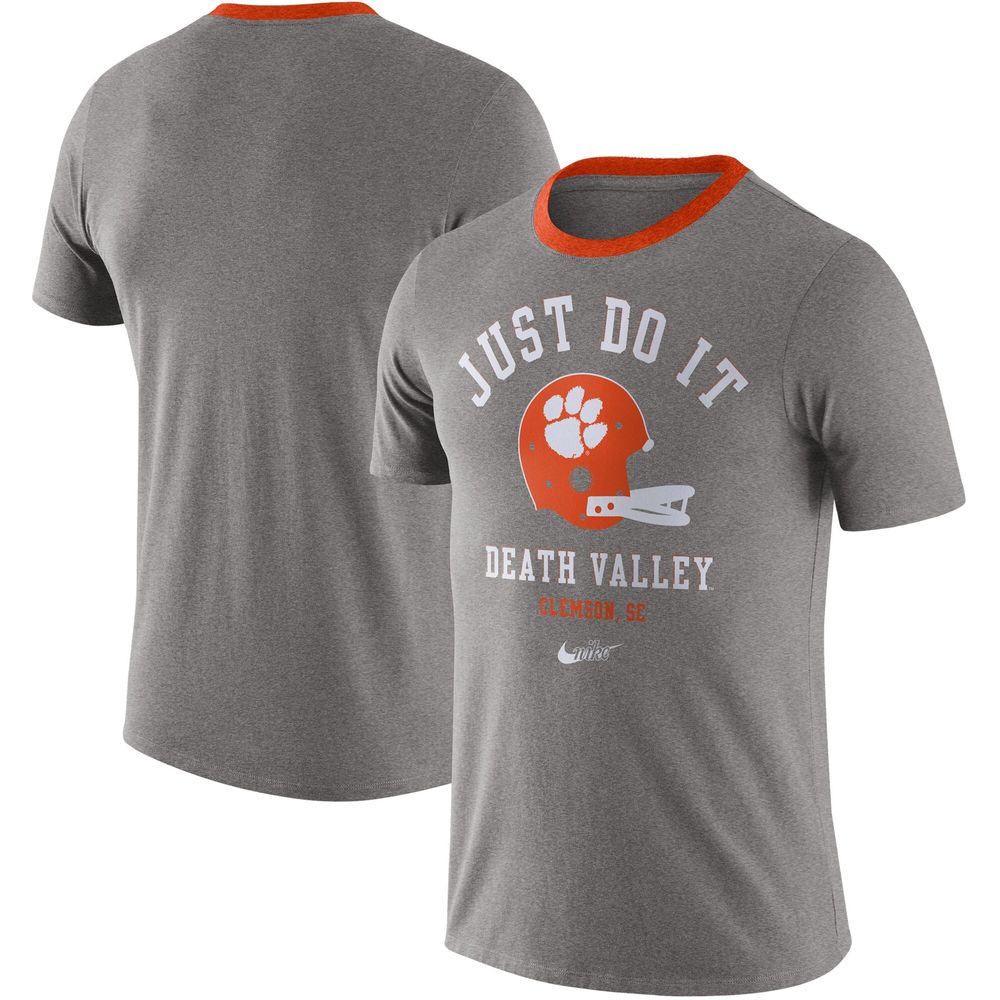 Men's Nike Heathered Gray Clemson Tigers Vault Helmet Tri-Blend T-Shirt