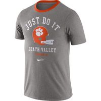 Men's Nike Heathered Gray Clemson Tigers Vault Helmet Tri-Blend T-Shirt