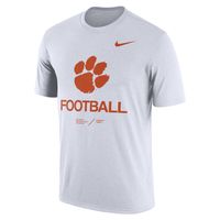 Men's Nike Heathered White Clemson Tigers Team Football Legend T-Shirt