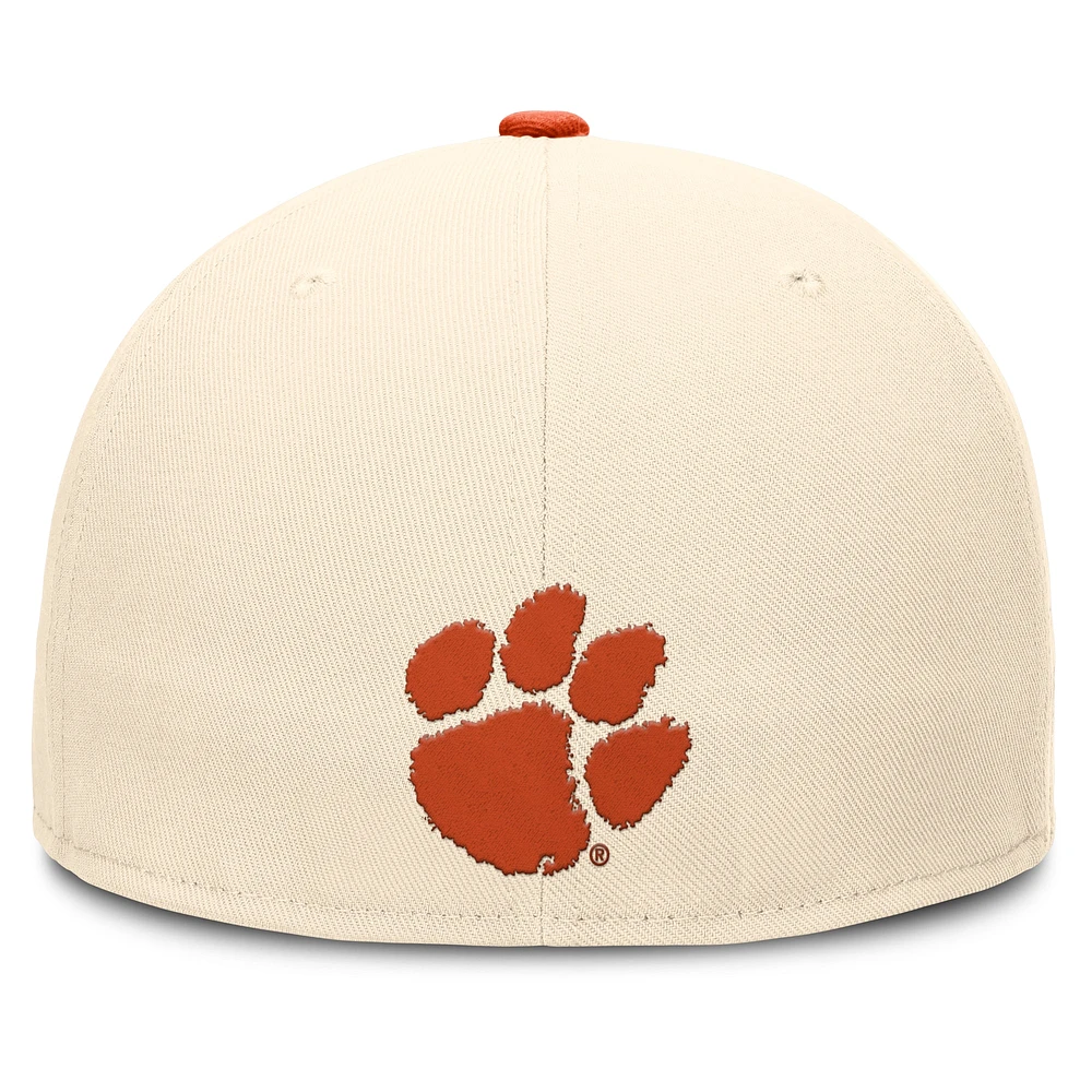Men's Nike Natural Clemson Tigers Primetime True Performance Fitted Hat
