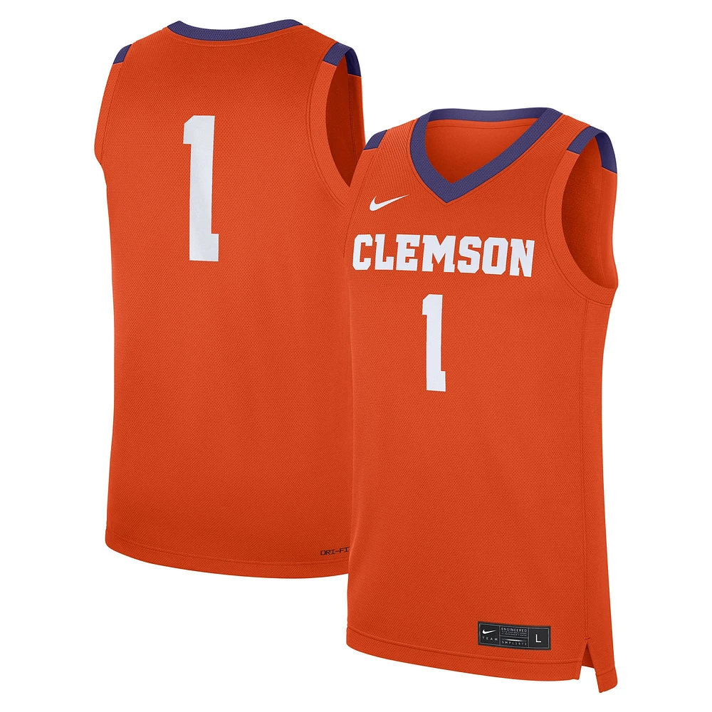 Maillot réplique Nike #1 Orange Clemson Tigers Road pour homme