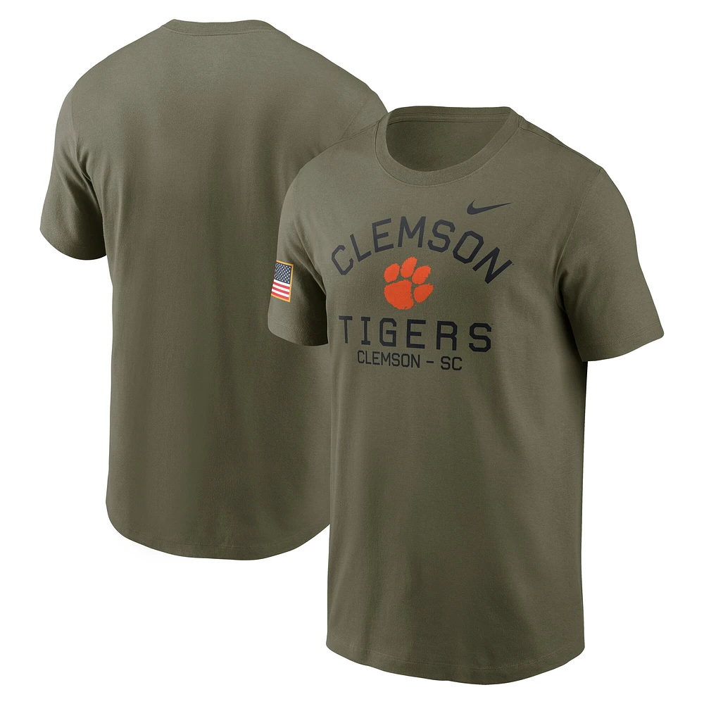 T-shirt de performance Nike Olive Clemson Tigers 2024 Military Appreciation pour homme