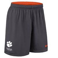 Short de performance réversible Nike orange/anthracite Clemson Tigers 2025 pour homme