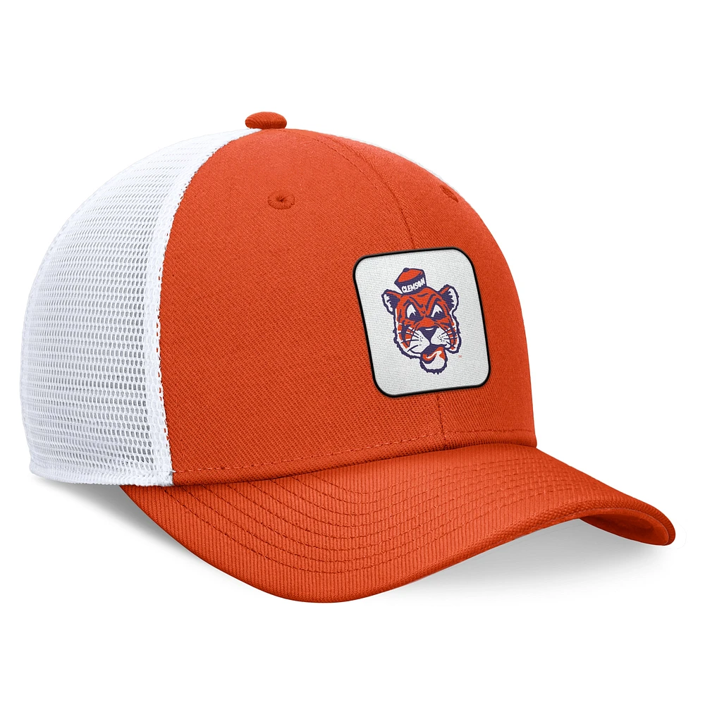 Casquette réglable Nike Orange/Blanc Clemson Tigers Legacy Rise Mascot Trucker pour homme