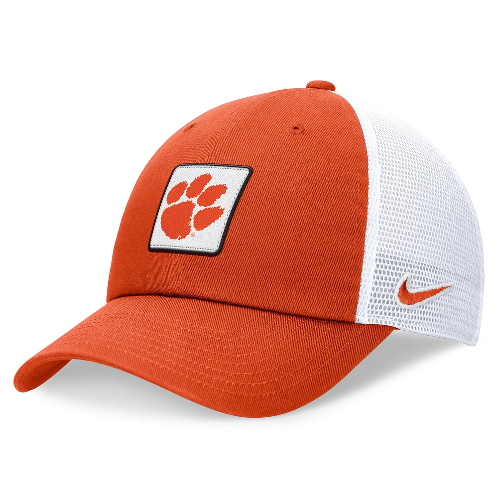 Casquette réglable Nike Orange/Blanc Clemson Tigers Primetime Club Trucker pour homme