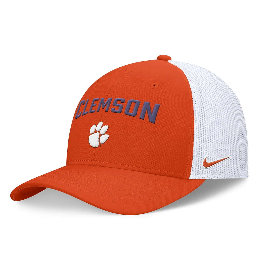 Casquette ajustable Nike Primetime Rise City Trucker Performance orange/blanche pour homme des Tigers de Clemson