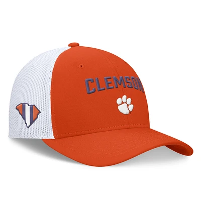 Casquette ajustable Nike Primetime Rise City Trucker Performance orange/blanche pour homme des Tigers de Clemson