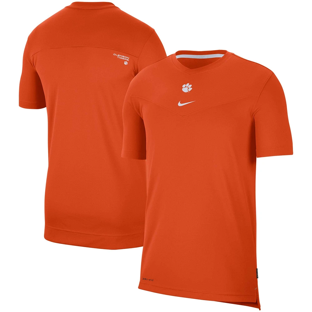 Haut de performance des entraîneurs football Nike Clemson Tigers 2021 Sideline orange pour homme