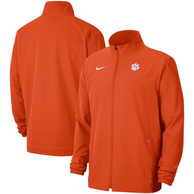 Veste orange Nike Clemson Tigers 2021 Sideline entièrement zippée pour homme