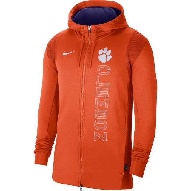 Sweat à capuche entièrement zippé Nike Orange Clemson Tigers 2021 Sideline Performance pour homme