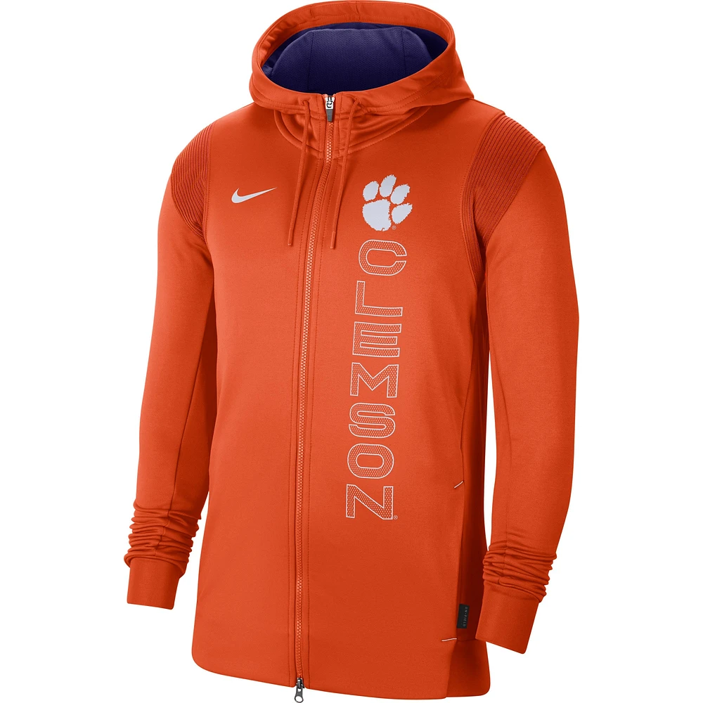 Men's Nike Orange Clemson Tigers 2021 Sideline Performance Full-Zip Hoodie